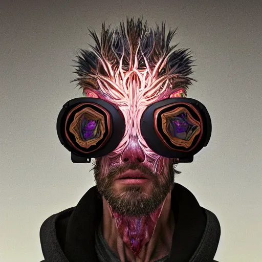 Prompt: Colour Caravaggio style Photography of Highly detailed Man with 1000 years old perfect face with reflecting glowing skin wearing highly detailed sci-fi VR headset designed by Josan Gonzalez. Many details . In style of Josan Gonzalez and Mike Winkelmann and andgreg rutkowski and alphonse muchaand and Caspar David Friedrich and Stephen Hickman and James Gurney and Hiromasa Ogura. Rendered in Blender and Octane Render volumetric natural light
