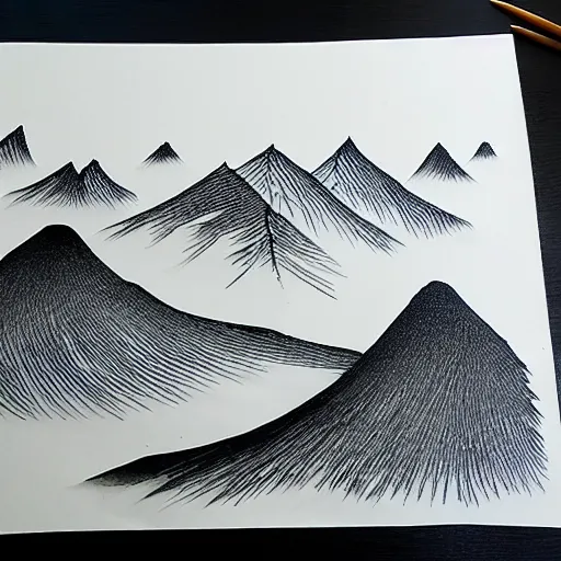 Image similar to zen mountains forest river ink
