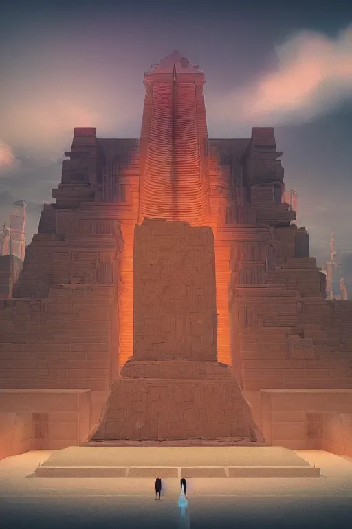 Image similar to Artwork by Beeple of the cinematic view of the Temple of Infernal Writings, Infernal, Writings.