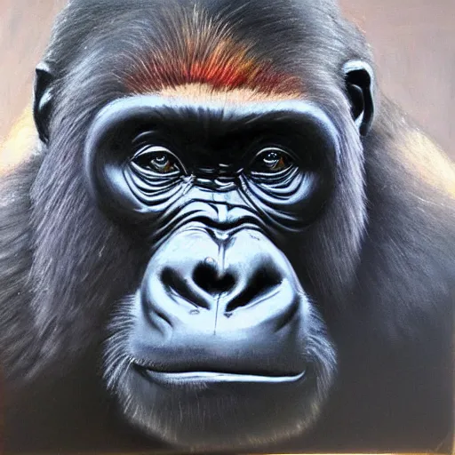 Image similar to gorilla, oil painting