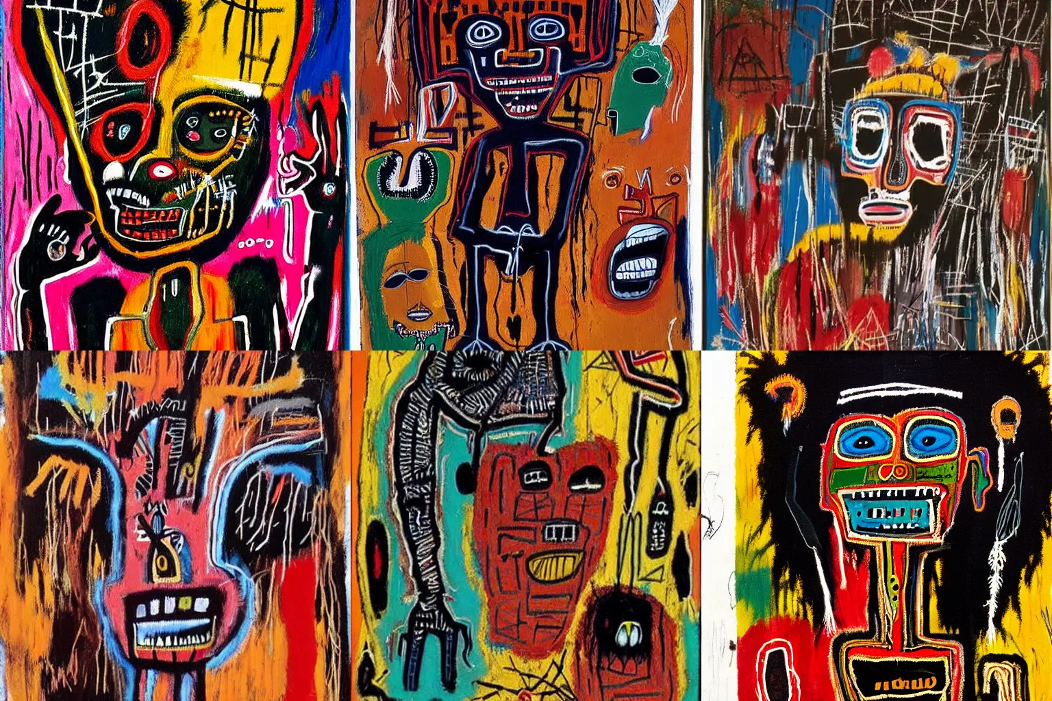 Image similar to extremely highly detailed African voodoo paintings by Jean-Michel Basquiat