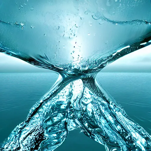 Image similar to water artwork manipulation inside the shape of a triangle on the ocean water, ray tracing, realistic water, focus, long shot, 8 k resolution, cinematic, water art photoshop