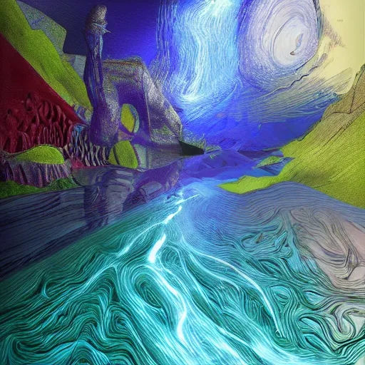 Prompt: <art style='' creator='artificial intelligence'>A river in space</art>