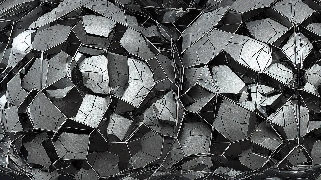 Prompt: an object render of a shattered dome made of metal hexagonal tiles, filled with electronic components, trending on artstation, photorealistic, octane render 8 k uhd