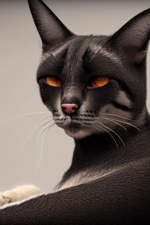 Image similar to a cat merged with a dog, very detailed, ultrarealistic, dramatic lighting, electrical details, high details, 4k, 8k, best, accurate, trending on artstation, fur, groom, k9, photorealism, ultrarealistic, octain render, ray tracing, mental ray, catdog, unreal engine 5