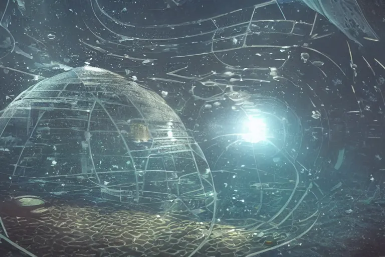 Image similar to dome science fiction underwater advanced orthodox city bubble landscape