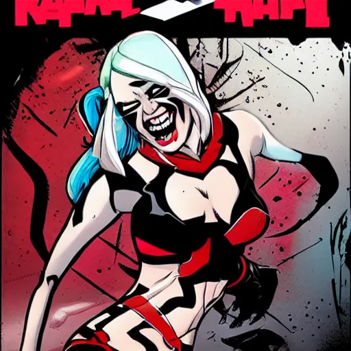 Image similar to in the style of rafael albuquerque comic art, harley quinn and her maniacal plans.