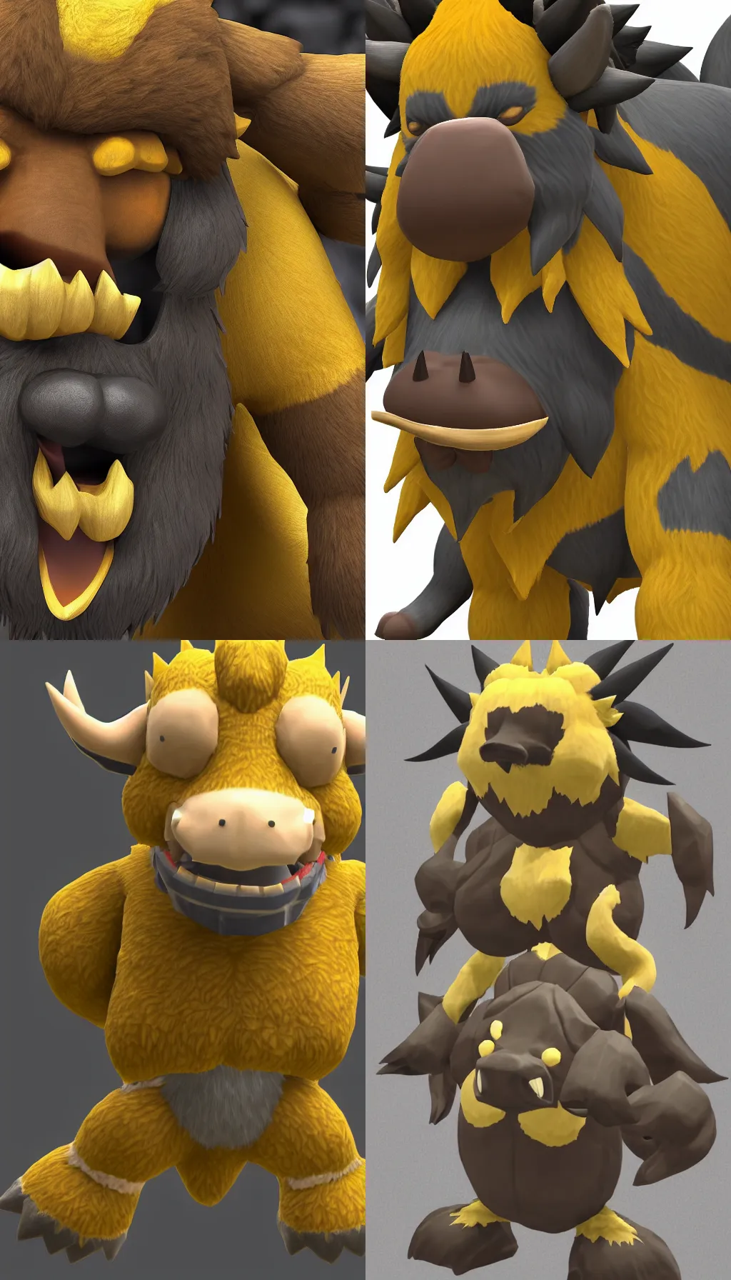 Prompt: closeup 3D render of Rajang as an Animal Crossing character