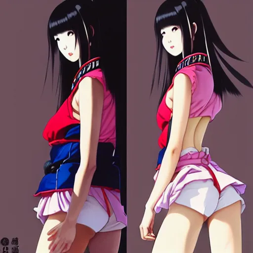 Image similar to a beautiful japanese lalisa alluring gravure model, wearing oversized designer bomber jacket and leotard, bulky poofy bomber jacket with mesoamerican patterns, mesoamerican native street fashion, gapmoe yandere grimdark, trending on pixiv fanbox, painted by greg rutkowski makoto shinkai takashi takeuchi studio ghibli, akihiko yoshida