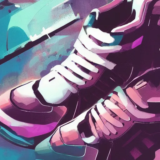 Prompt: sneaker concept art, neogrunge, sharp focus, illustration, concept art by tooth wu