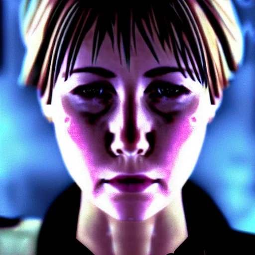 Image similar to close up portrait of heather mason in silent hill 3, on stage at heaven's night nightclub, 8 k, realistic,