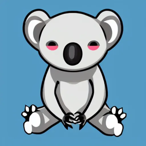 Image similar to cute whatsapp emoji of a koala bear, vector, white background