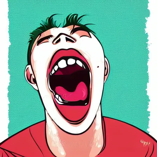 Image similar to open mouth screaming with tongue sticking out, say ahh, illustration, vector art, s clean lines, clip art, on white background, pinterest, artstation, deviantart