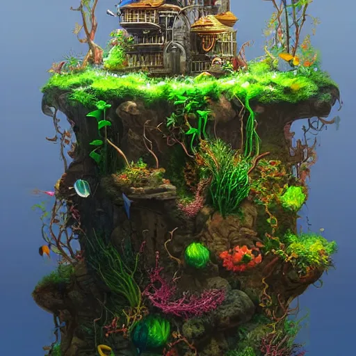 Image similar to a beautiful aquarium tower, highly detailed, masterpiece, trending on artstation, devianart, cgsociety, concept art