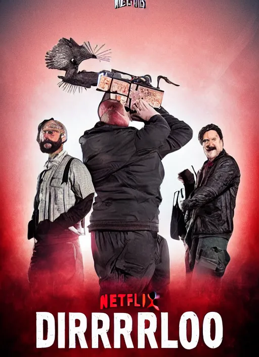 Image similar to poster for a netflix drongo show called drongo, tv show drongo poster