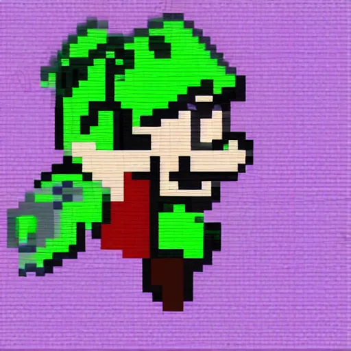 Image similar to green pig, super mario world art style, crt television