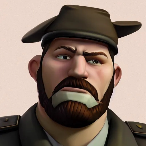 Prompt: Real life Heavy from Team Fortress 2, portrait photo of a Russian man, 4k, award winning photo