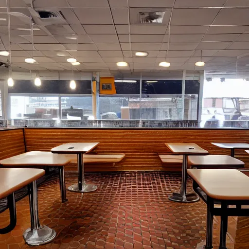 Image similar to wafflehouse interior table perspective