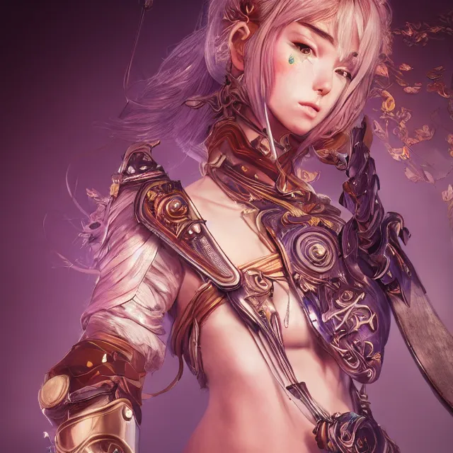 Prompt: studio portrait of lawful good colorful female lancer paladin as absurdly beautiful, elegant, young sensual anime girl, ultrafine hyperrealistic detailed face illustration by kim jung gi, irakli nadar, intricate linework, sharp focus, bright colors, matte, octopath traveler, final fantasy, unreal engine highly rendered, global illumination, radiant light, intricate environment