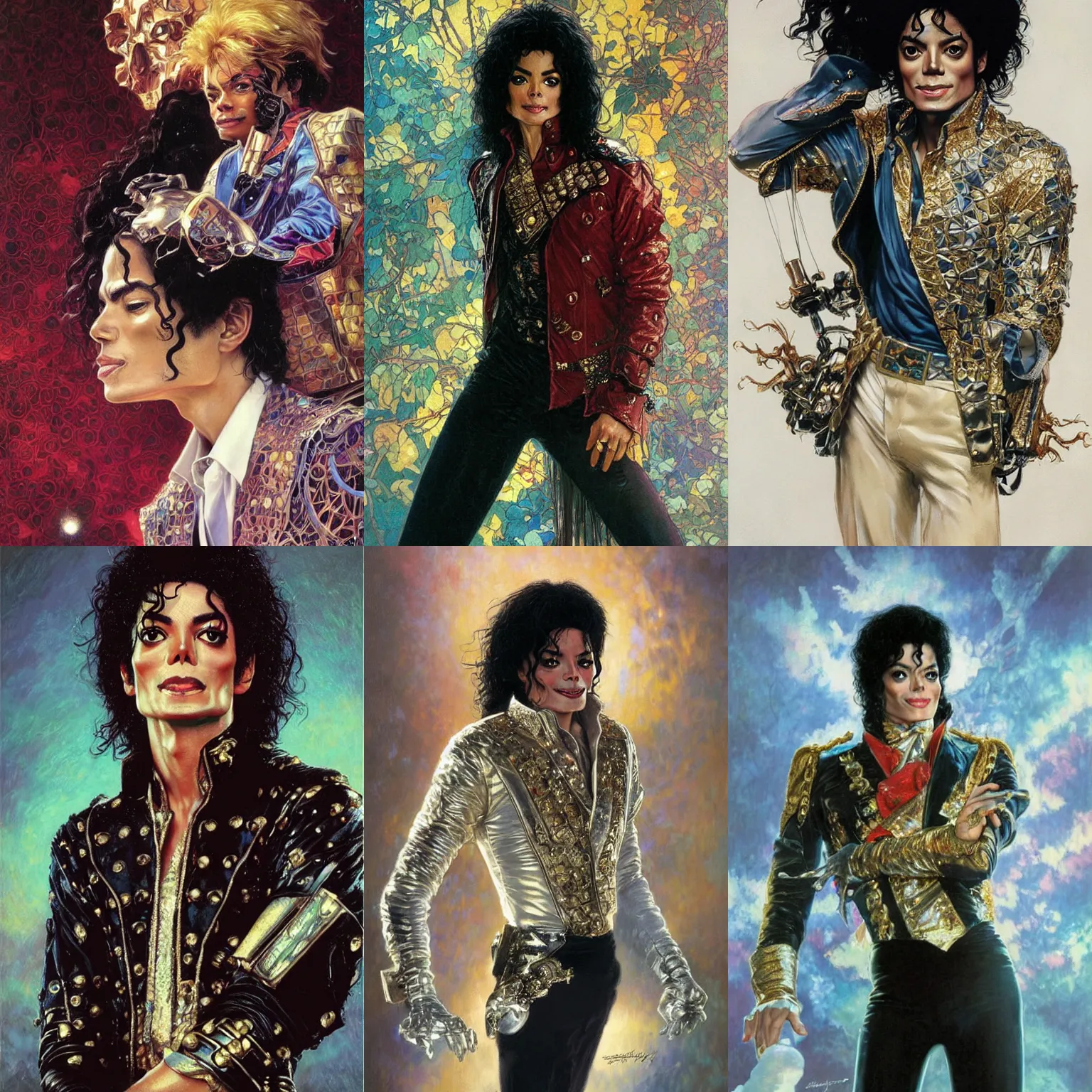 Prompt: 1 9 8 3 michael jackson portrait, fantasy, regal, intricate, by stanley artgerm lau, greg rutkowski, thomas kindkade, alphonse mucha, loish, norman rockwell