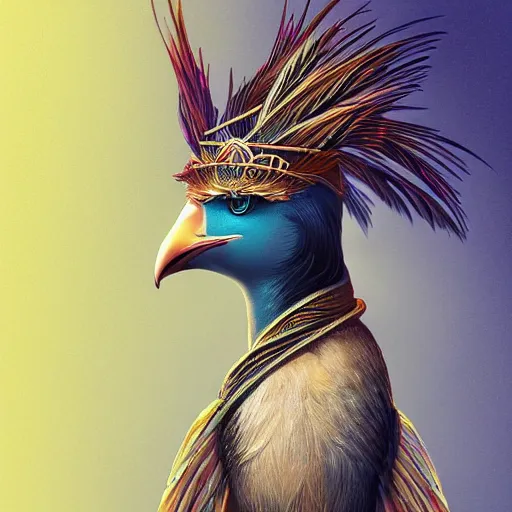 Image similar to avian humanoid bird queen, majestic, regal, digital art, 8K HD