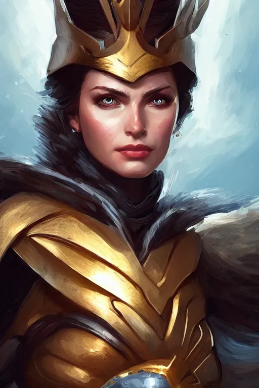 Image similar to amazon valkyrie athena, d & d, fantasy, portrait, highly detailed, headshot, digital painting, trending on artstation, concept art, sharp focus, illustration, art by artgerm and greg rutkowski and magali villeneuve