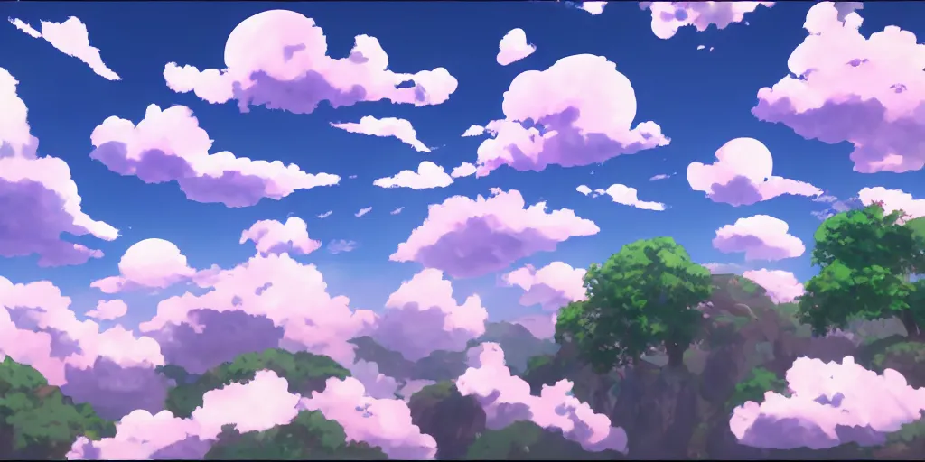 Image similar to A background for an anime-themed social media profile sky bright clouds bloom effect from Skyrim blender studio ghibli clouds