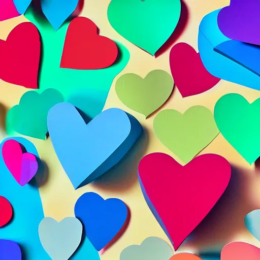 Image similar to very colorful, low poly, hearts