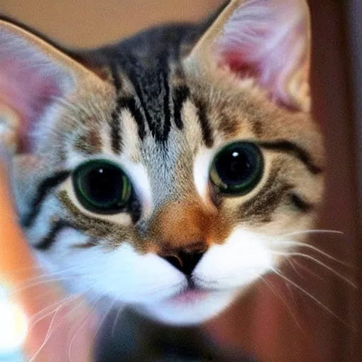 Prompt: cute cat head with snake body