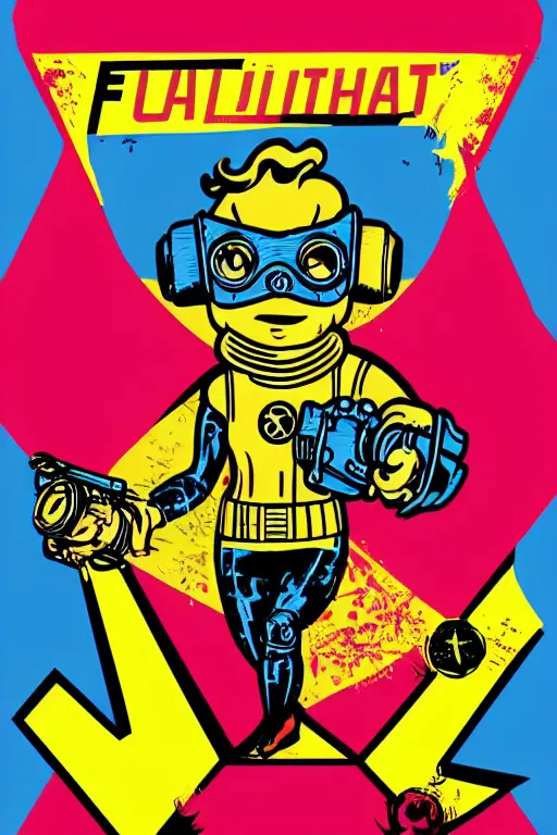 Image similar to fallout 7 6 retro futurist illustration art by butcher billy, sticker, colorful, illustration, highly detailed, simple, smooth and clean vector curves, no jagged lines, vector art, smooth andy warhol style