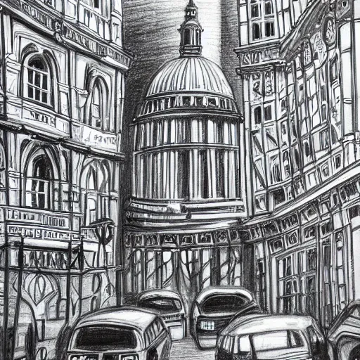 Prompt: beautiful drawing of London, award winning art, highly detailed