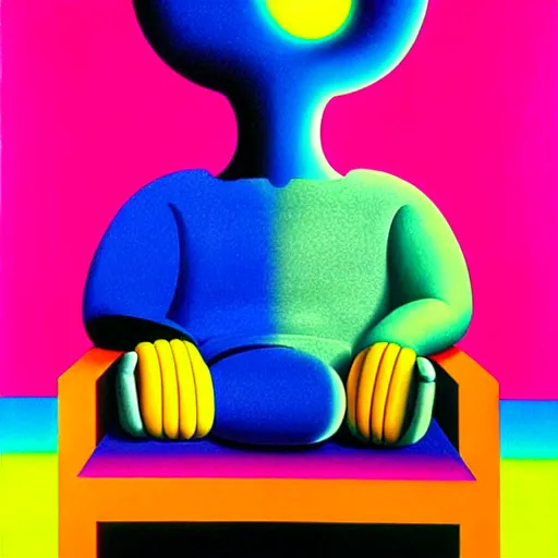 Image similar to chair by shusei nagaoka, kaws, david rudnick, airbrush on canvas, pastell colours, cell shaded, 8 k