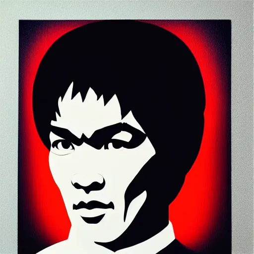 Prompt: portrait of bruce lee by shusei nagaoka, kaws, david rudnick, airbrush on canvas, pastell colours, cell shaded