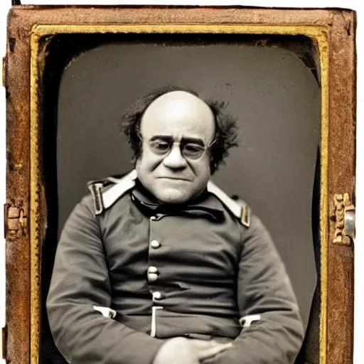 Image similar to daguerreotype photograph of danny devito as a civil war general