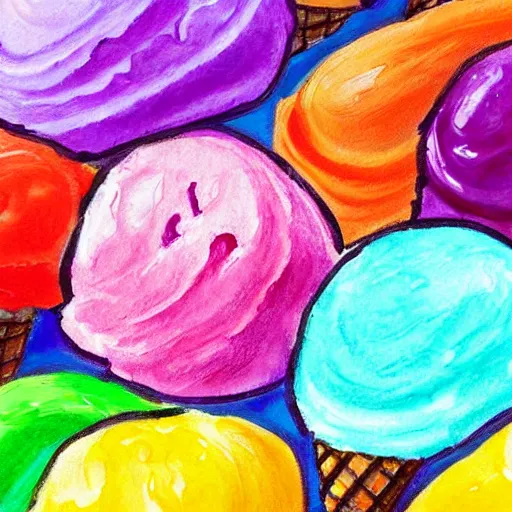 Image similar to summer ice cream close - up painting, colorful