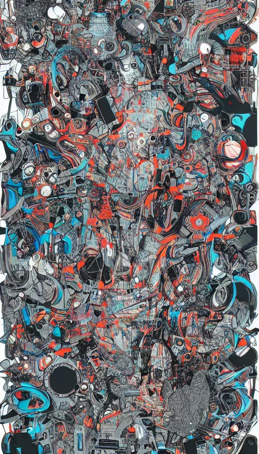 Image similar to techno artwork, by james jean