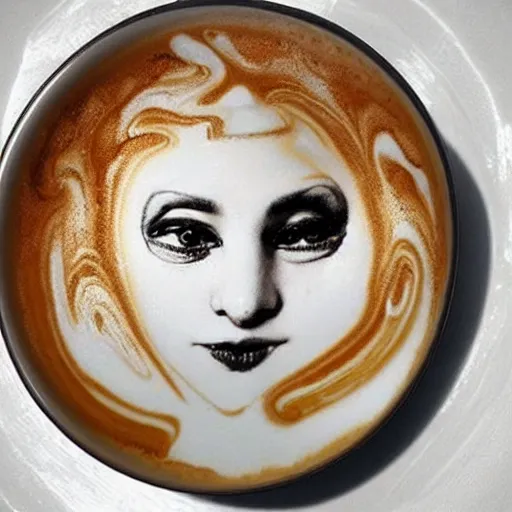 Image similar to A performance art. A rip in spacetime. Did this device in her hand open a portal to another dimension or reality?! latte art by Paul Gustav Fischer frightful