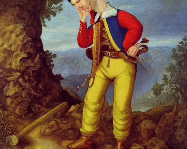 Image similar to a 1 6 0 0 s painting of fireman sam