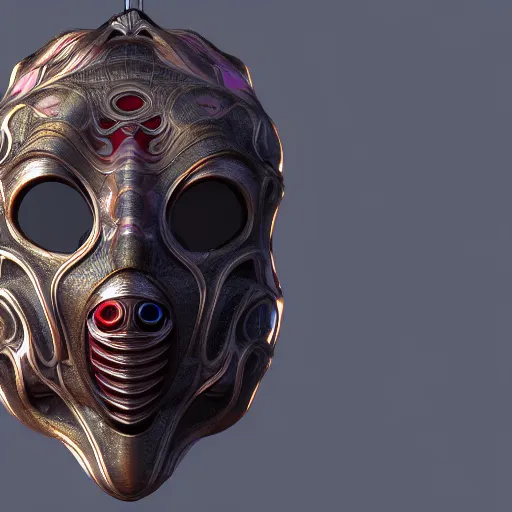 Image similar to venetian futuristic bauta mask, houdini render, generative art, procedural modelling, artstation, zbrush, arnold render