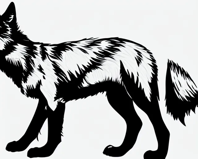 Image similar to professional digital art of a full-body outline of a wolf, very simple, minimalist, no color, high quality, HD, 8K,