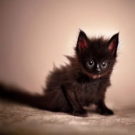 Image similar to bat kitten hybrid, bold natural colors, national geographic photography, masterpiece, full shot