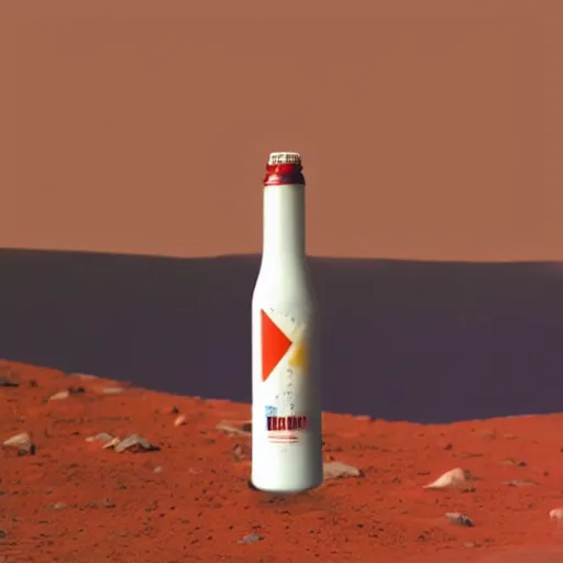 Image similar to symmetrical photo of bottle standing on mars