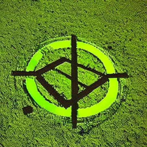 Image similar to crop circle but it's the infowars logo