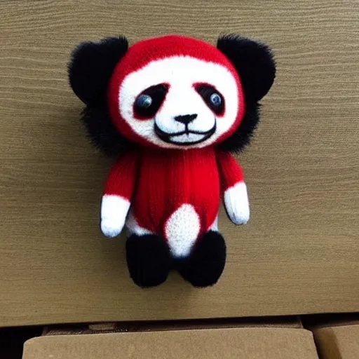 Prompt: a cute small red panda plush knitted, trending on reddit