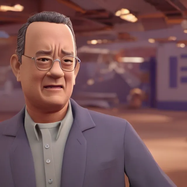 Prompt: tom hanks as a pixar disney character from up 2 0 0 9 unreal engine octane render 3 d render photorealistic