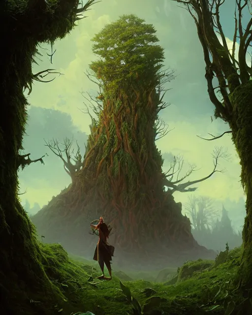 Image similar to highly detailed surreal vfx portrait of a fearless ent in a fairytale world, stephen bliss, unreal engine, greg rutkowski, loish, rhads, beeple, makoto shinkai and lois van baarle, ilya kuvshinov, rossdraws, tom bagshaw, alphonse mucha, global illumination, detailed and intricate environment