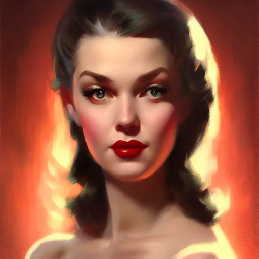 Prompt: beth harmon portrait matte painting, trending on artstation, gil elvgren, greg rutkowski, magali villeneuve, artgerm, jeremy lipkin, michael garmash