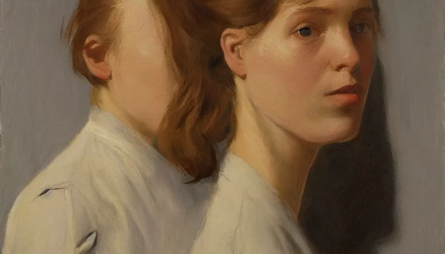 Image similar to painting by borremans, young woman, detailed, stunning