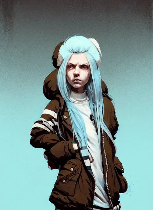 Prompt: highly detailed portrait of a sewer punk swedish lady, tartan hoody, white hair by atey ghailan, by greg rutkowski, by greg tocchini, by james gilleard, by joe fenton, by kaethe butcher, gradient light blue, brown, blonde cream and white color scheme, grunge aesthetic!!! ( ( graffiti tag wall background ) )