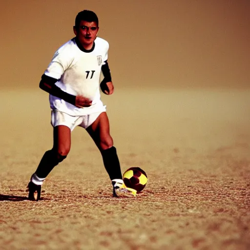 Prompt: a portrait of ronaldo luis nazario de lima playing football in mars # realronaldo